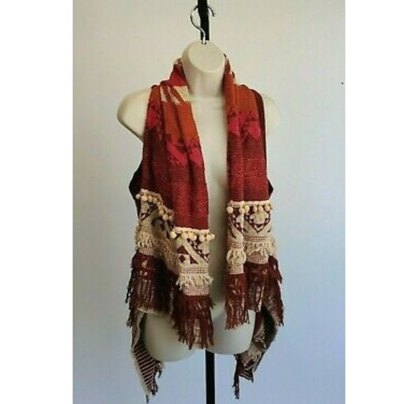LIKE NEW ANTHROPOLOGIE BOHO FRINGE VEST. - Picture 6 of 8